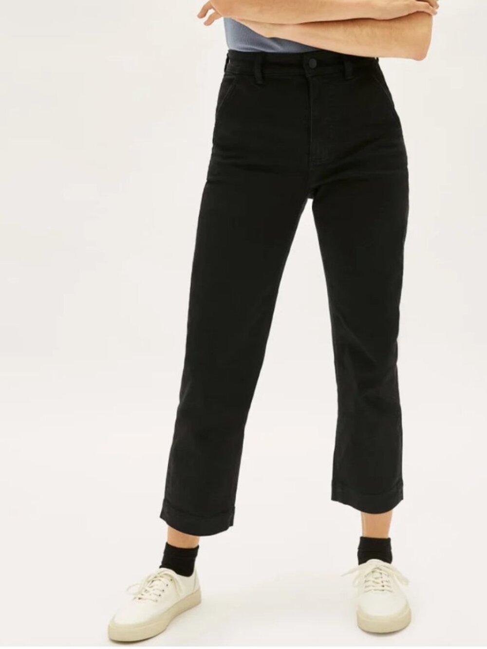 Everlane High Rise Straight Leg Crop Pants Black Size 10